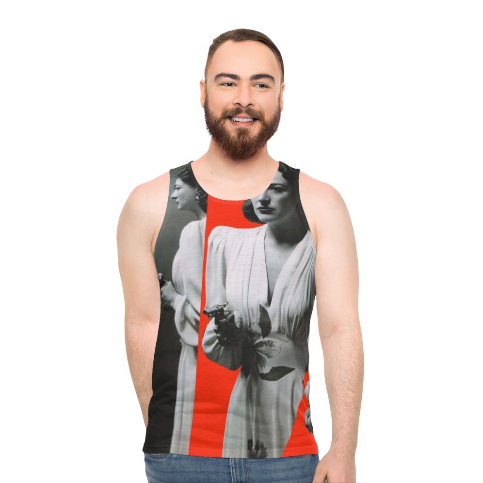 Mildred Pierce collage art unisex tank top