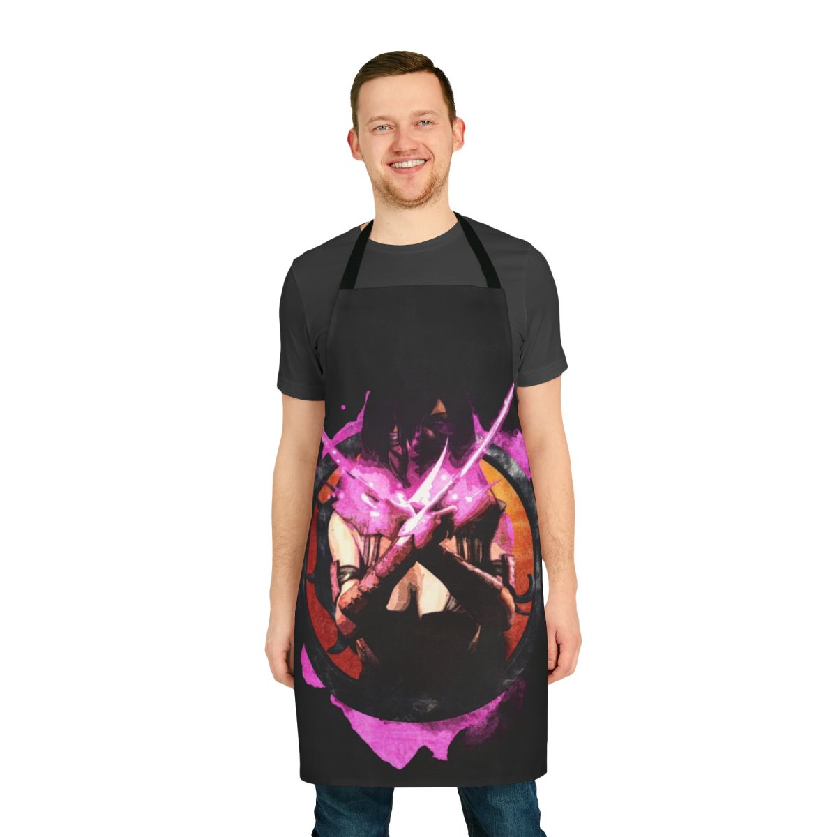 Mileena from Mortal Kombat inspired apron with a grunge portrait design