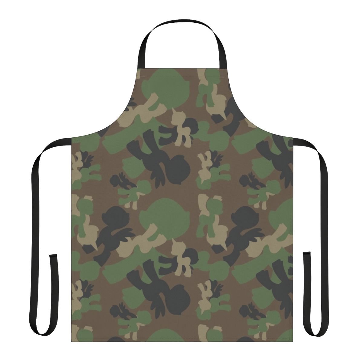 Military-style woodland camouflage apron with My Little Pony-inspired design