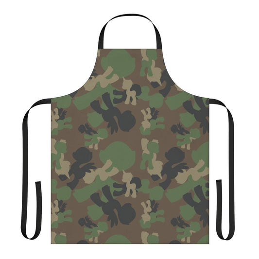 Military-style woodland camouflage apron with My Little Pony-inspired design