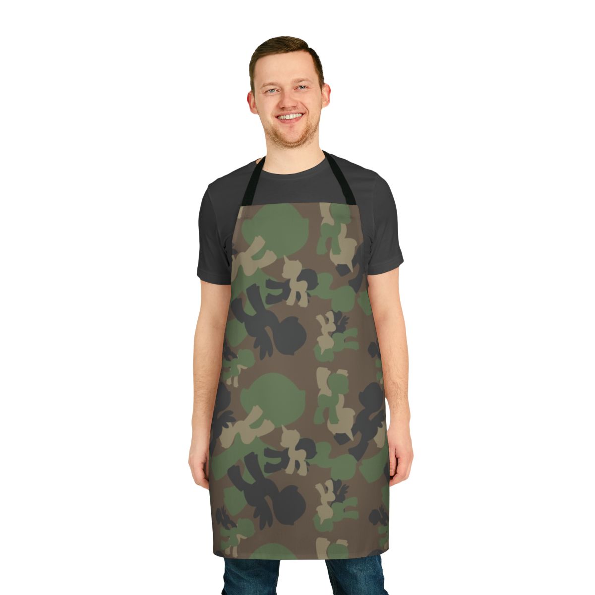 Military-style woodland camouflage apron with My Little Pony-inspired design