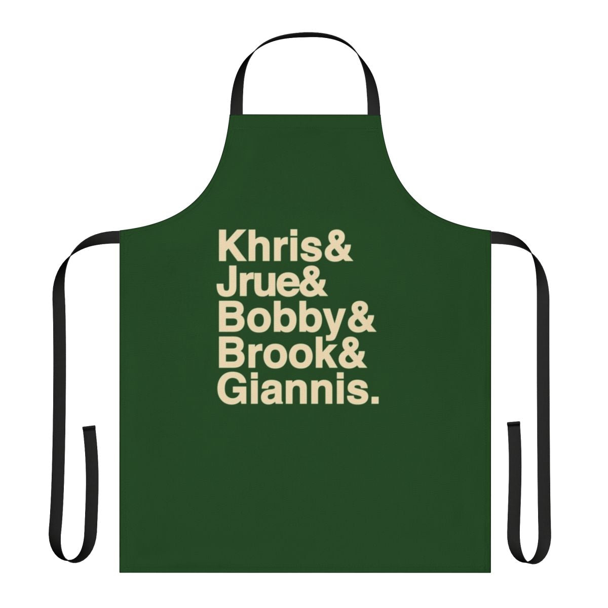 Milwaukee sports fan wearing a durable basketball-themed apron