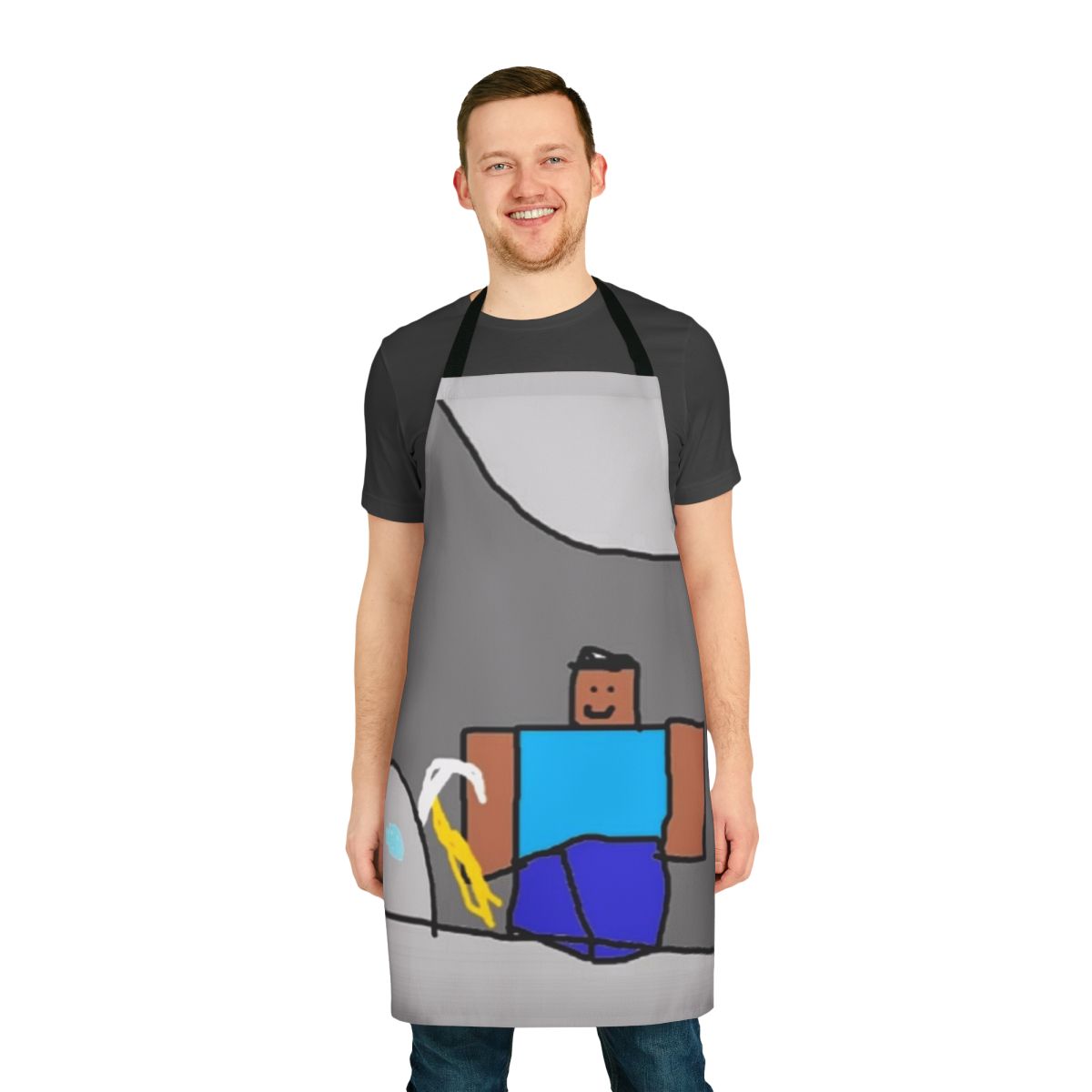 Minecraft-themed diamond apron with fan art design
