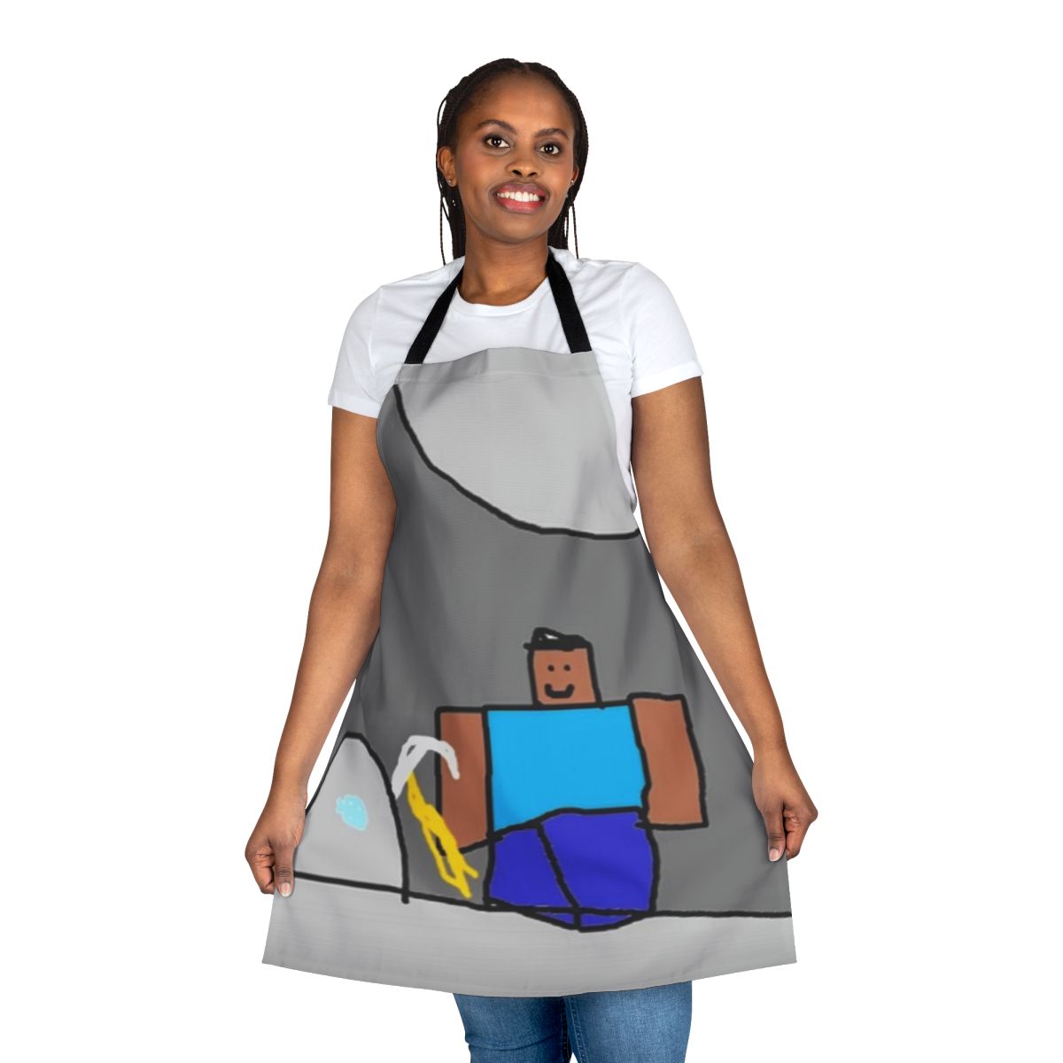 Minecraft-themed diamond apron with fan art design