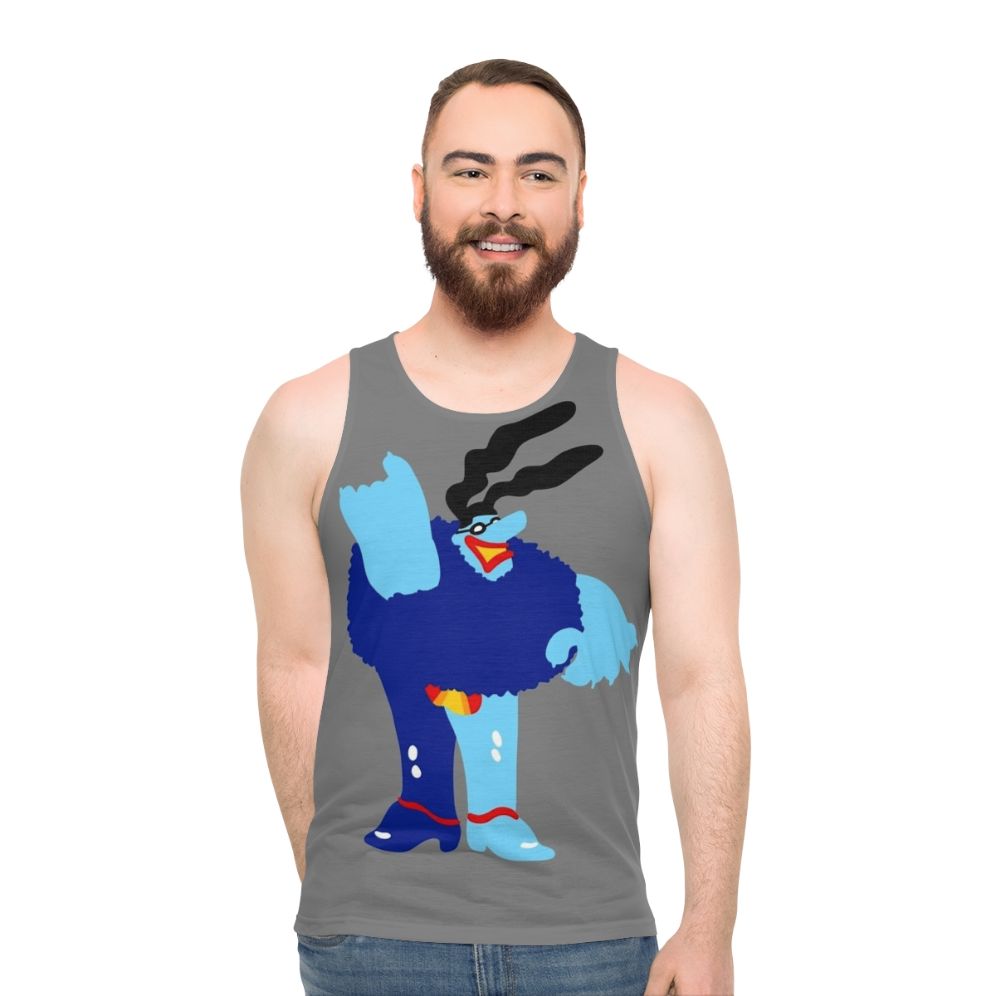 Minimal blue meanie beatles-inspired unisex tank top