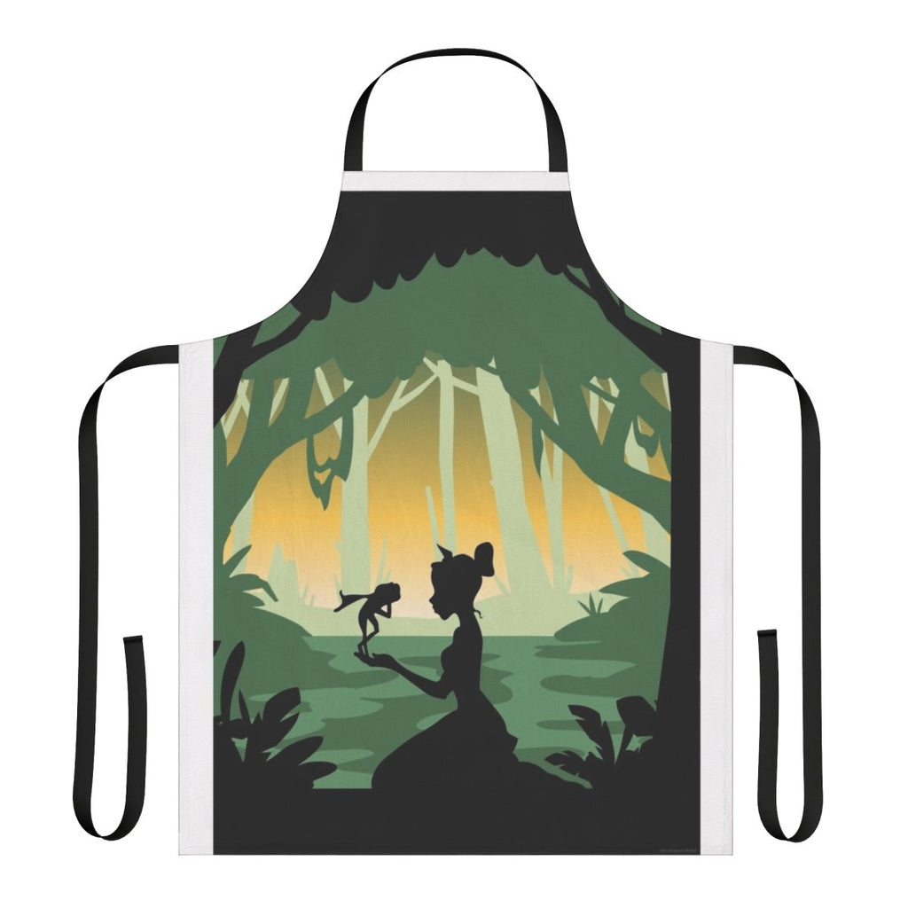 Minimal movie poster design featuring Tiana from The Princess and the Frog, printed on a high-quality kitchen apron.