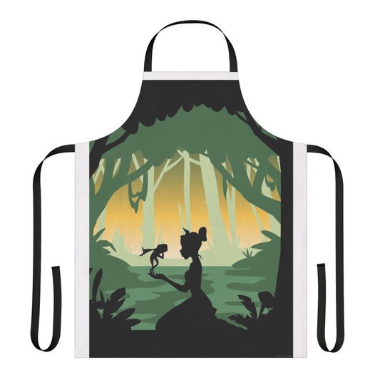 Minimal movie poster design featuring Tiana from The Princess and the Frog, printed on a high-quality kitchen apron.