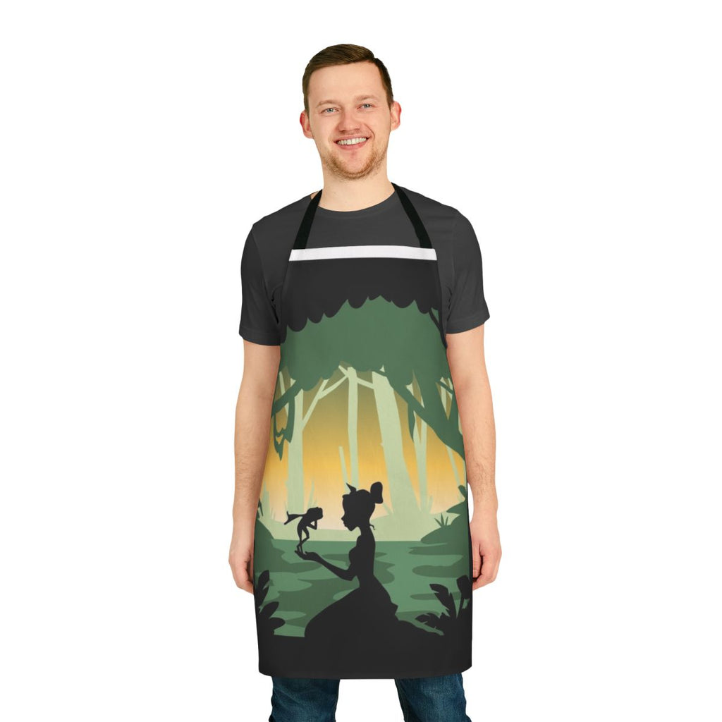 Minimal movie poster design featuring Tiana from The Princess and the Frog, printed on a high-quality kitchen apron.