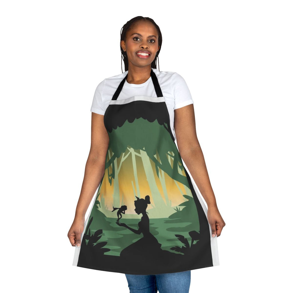 Minimal movie poster design featuring Tiana from The Princess and the Frog, printed on a high-quality kitchen apron.