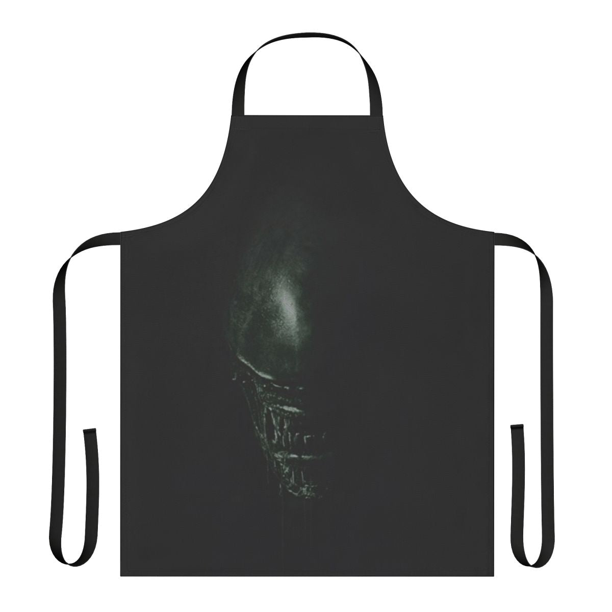 A minimalist apron featuring an alien-inspired design, perfect for movie fans and sci-fi enthusiasts.