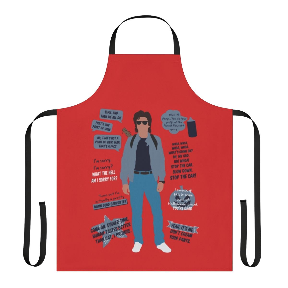 Apron featuring minimalist design and quotes from the character Steve Harrington in Stranger Things Season 2