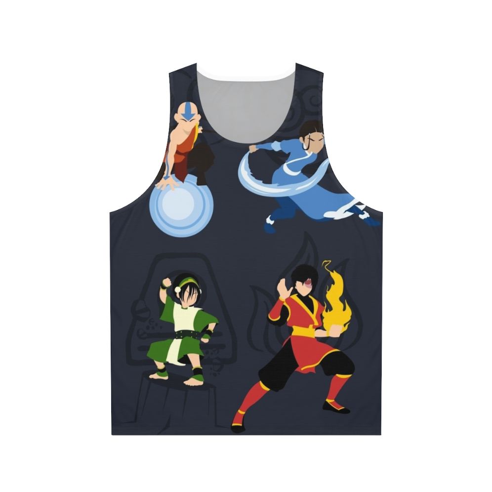 Minimalist bending unisex tank top with avatar the last airbender negative space design