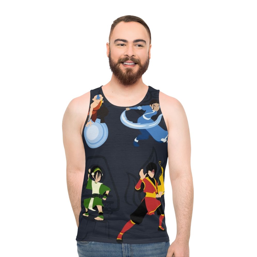 Minimalist bending unisex tank top with avatar the last airbender negative space design