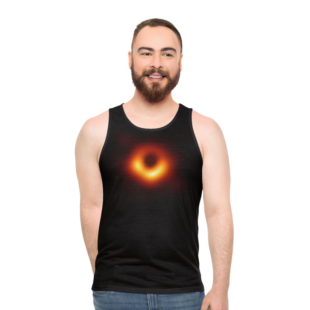 Minimalist black hole unisex tank top
