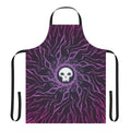 Minimalist black mana skull design printed on a high-quality apron for Magic the Gathering enthusiasts