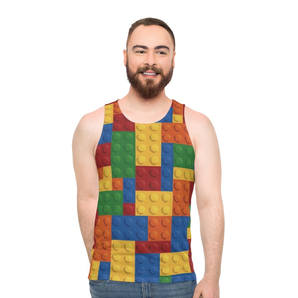 Minimalist block pattern unisex tank top