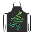 A minimalist green apron with a line art cactuar design, perfect for Final Fantasy fans and gamers.