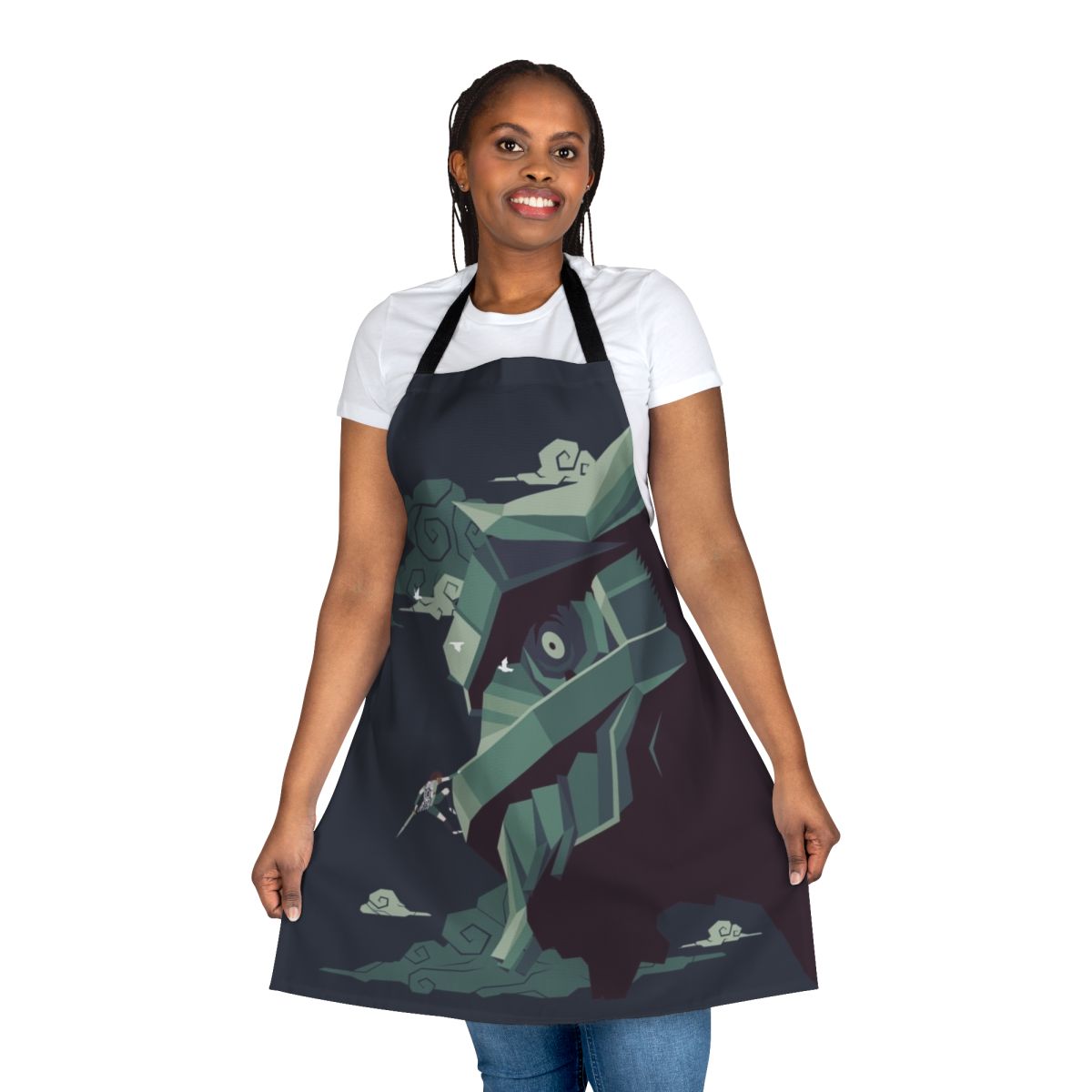 Minimalist apron design featuring the Colossus Titan from the video game Shadow of the Colossus