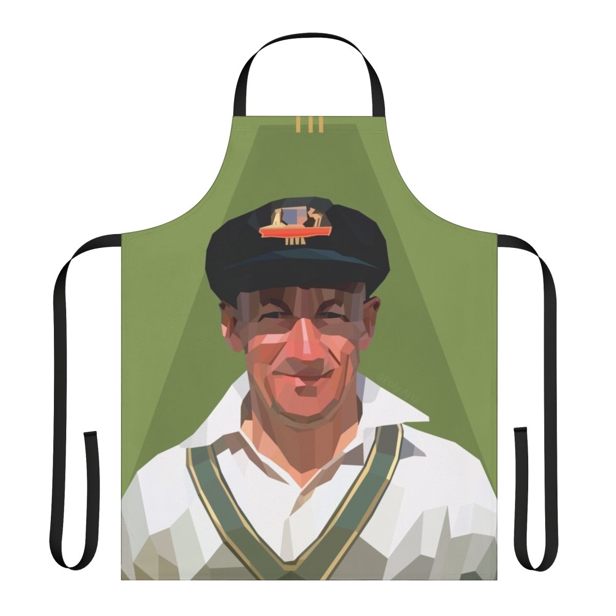 Minimalist polygonal art design featuring the legendary Australian cricketer Sir Don Bradman