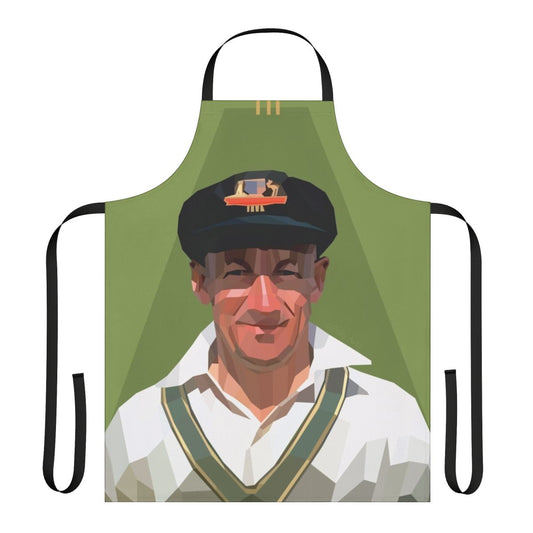 Minimalist polygonal art design featuring the legendary Australian cricketer Sir Don Bradman