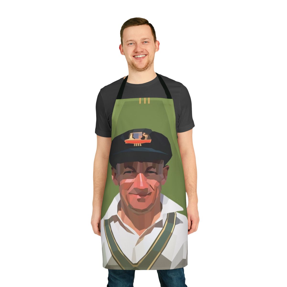 Minimalist polygonal art design featuring the legendary Australian cricketer Sir Don Bradman