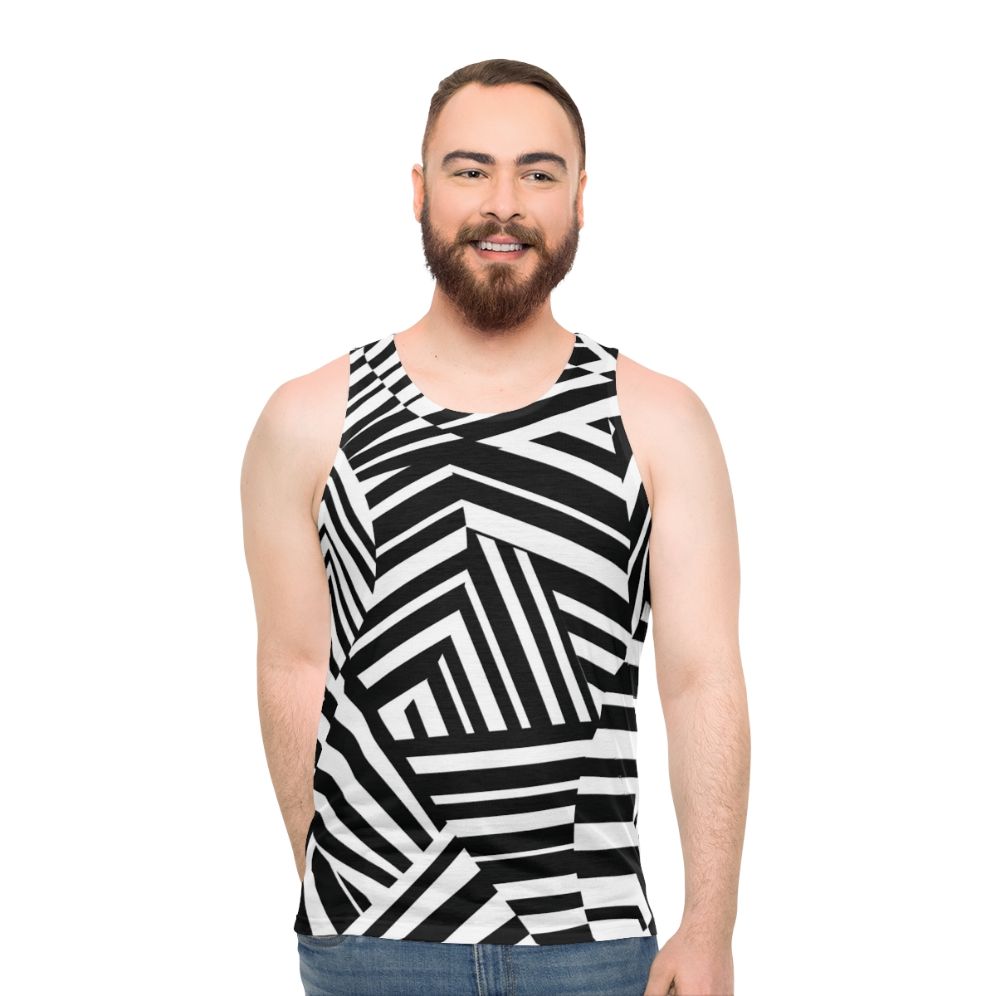 Minimalist dazzle camouflage unisex tank top