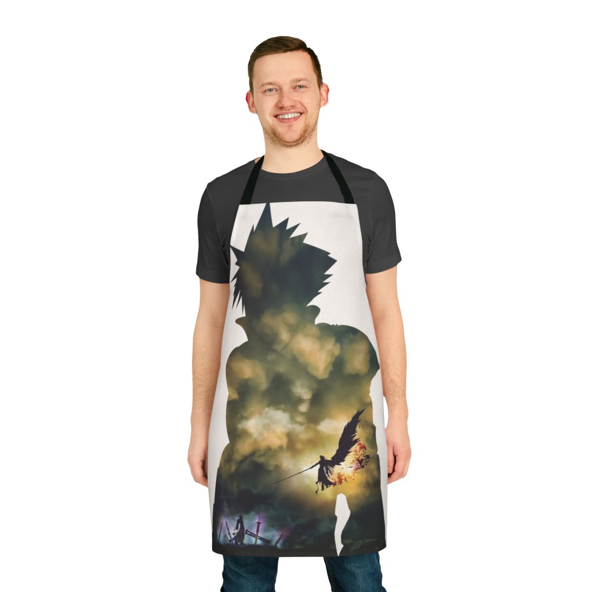 Minimalist apron featuring a simple, vector-based design inspired by the video game Final Fantasy VII