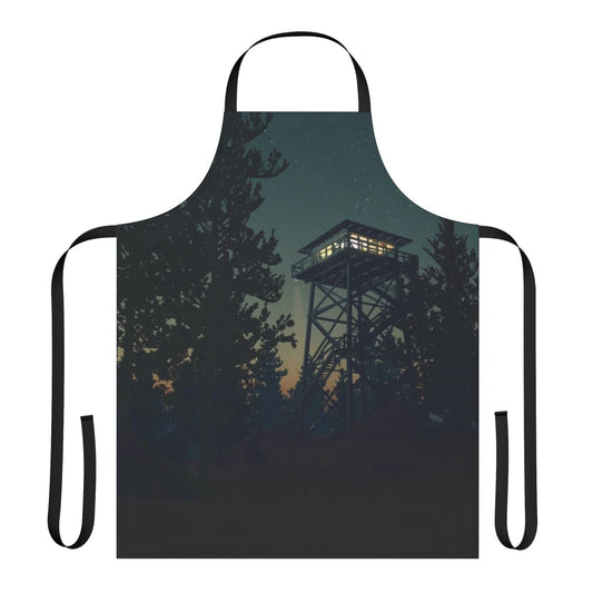 Firewatch-inspired 4K landscape graphic on a durable kitchen apron