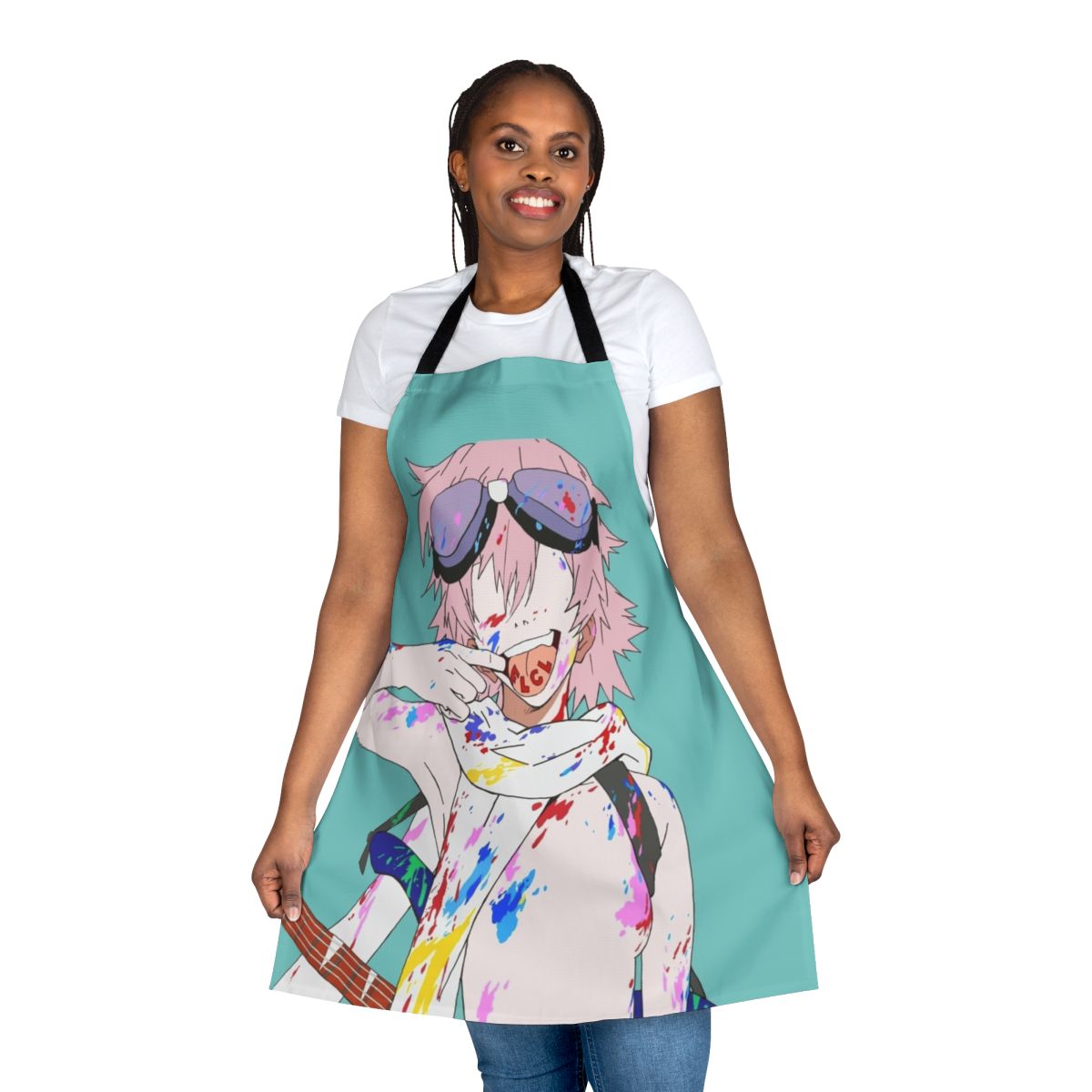 Minimalist FLCL Haruko Haruhara Anime Apron featuring the character from the popular anime series