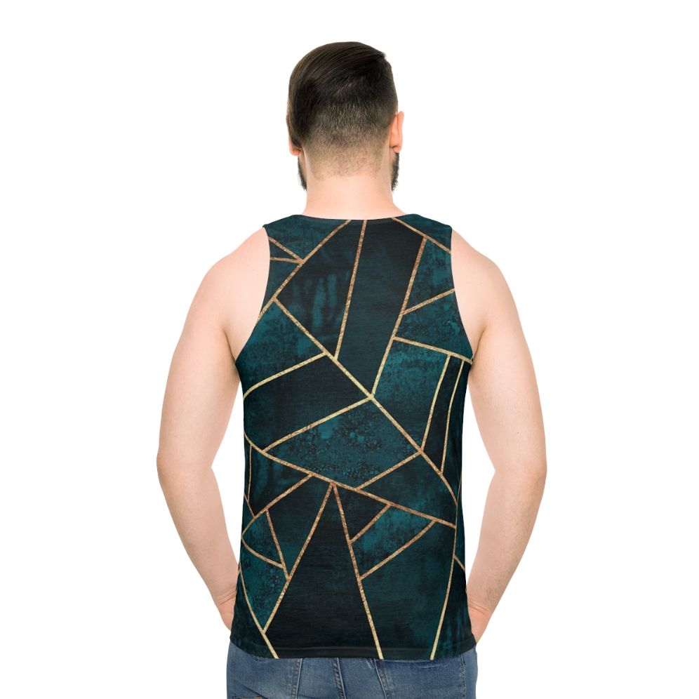 Minimalist geometric teal unisex tank top
