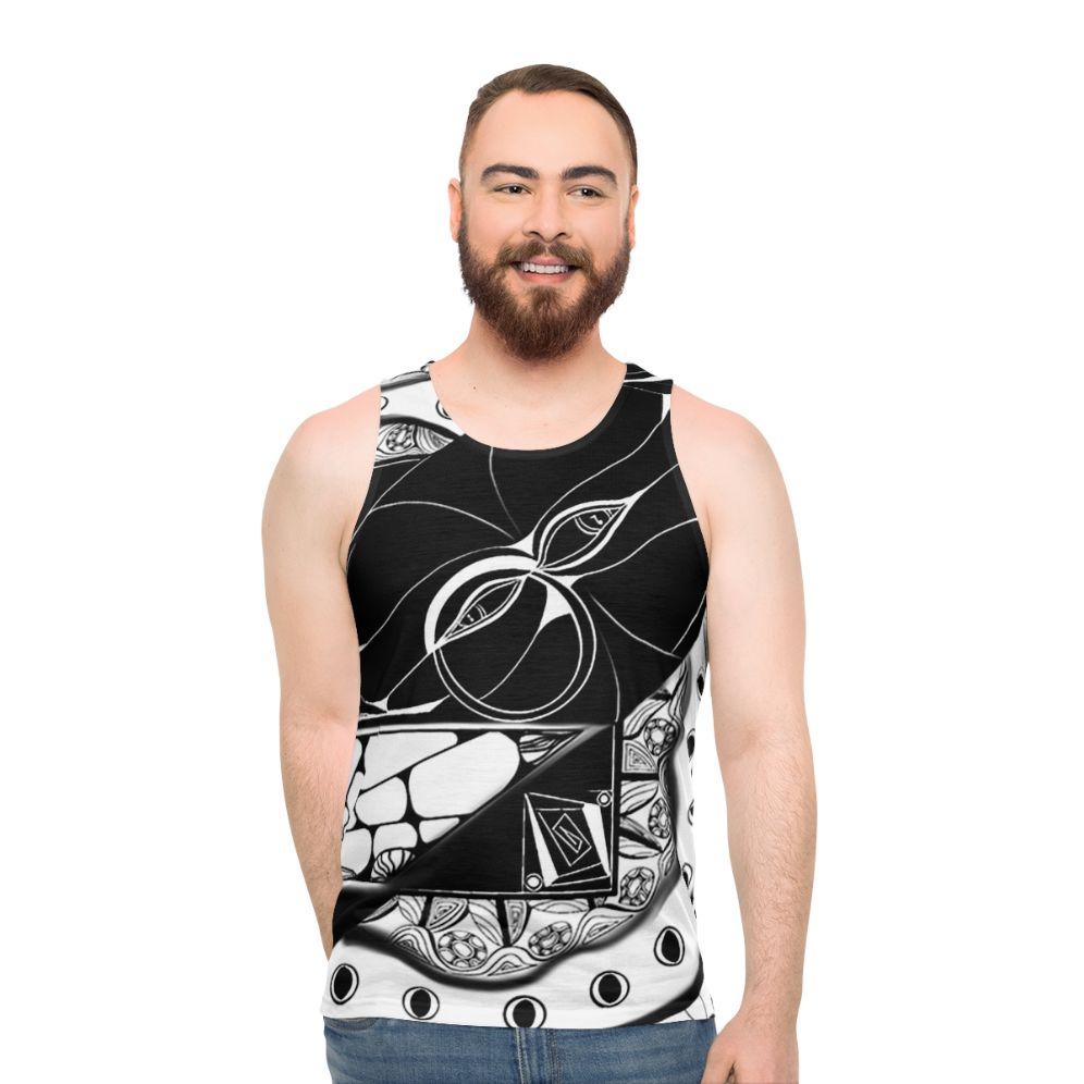 Unisex tank top with abstract musical note design