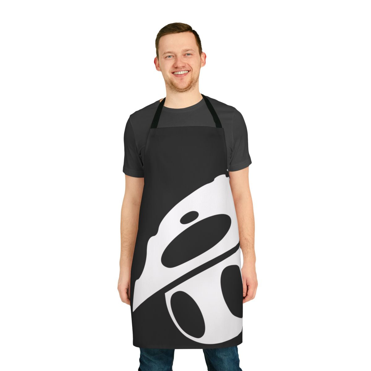 Hollow Knight inspired apron with a simple, minimalist design featuring the character Quirrel's mask