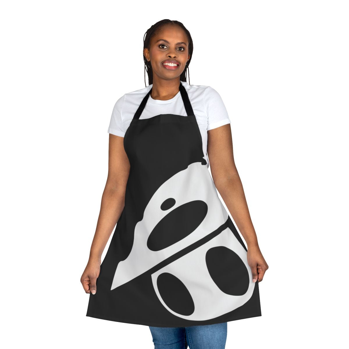 Hollow Knight inspired apron with a simple, minimalist design featuring the character Quirrel's mask