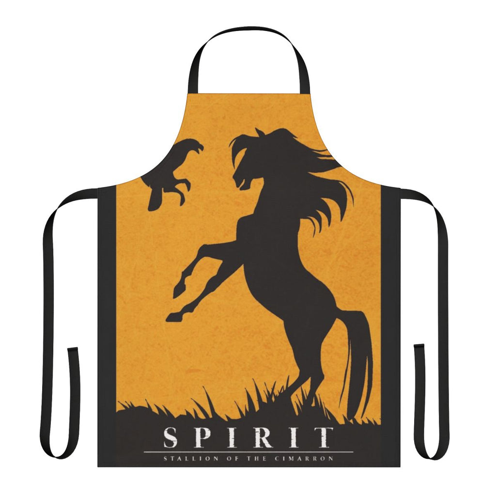 Minimalist horse silhouette design on an apron, inspired by the film Spirit Stallion of the Cimarron.