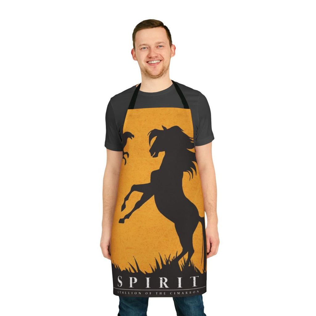 Minimalist horse silhouette design on an apron, inspired by the film Spirit Stallion of the Cimarron.