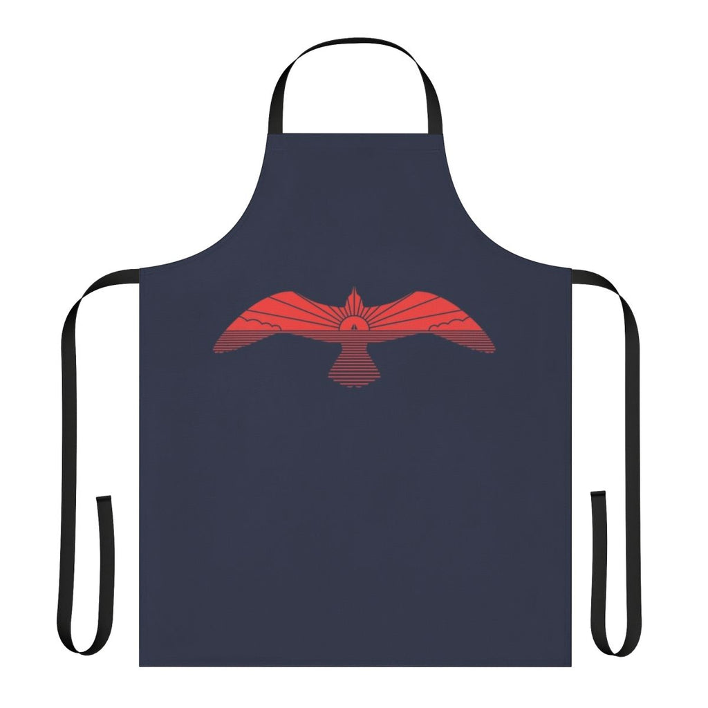 Minimalist line art illustration of a Larus Marinus seagull on a high-quality apron