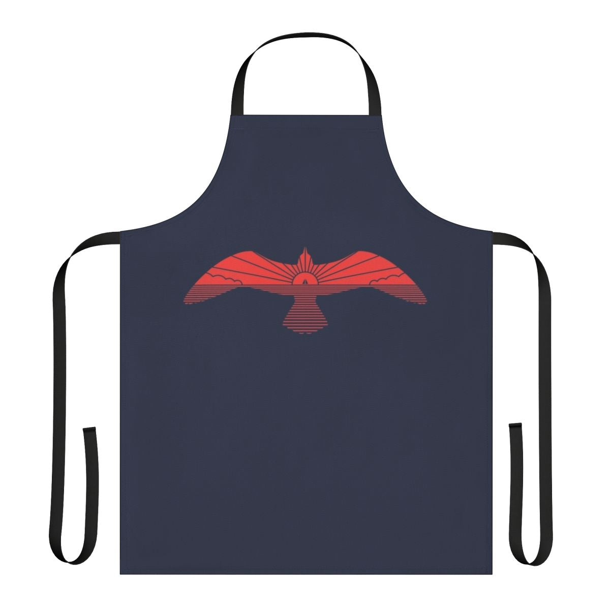 Minimalist line art illustration of a Larus Marinus seagull on a high-quality apron
