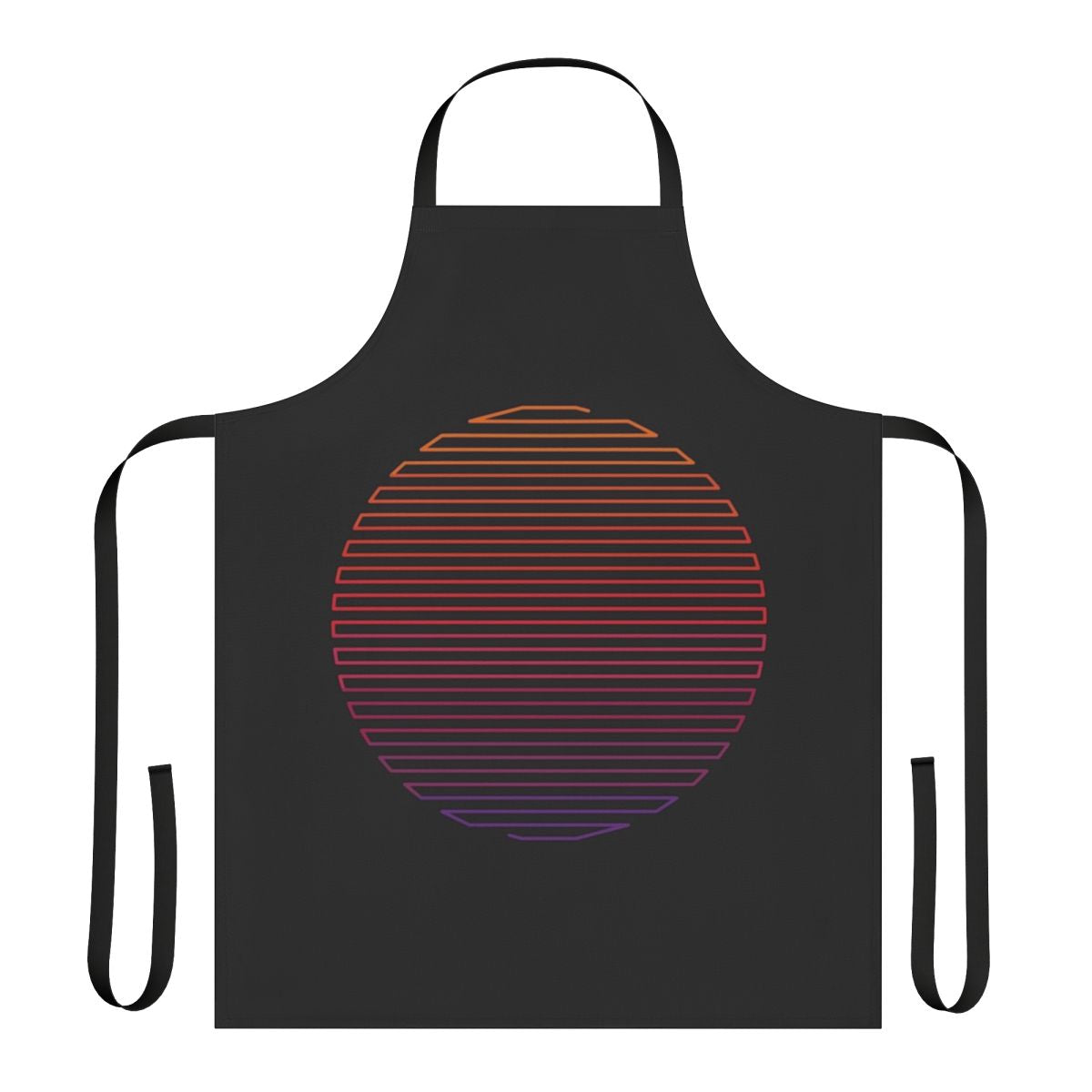 A minimalist apron featuring a linear, gradient design in a retro, synth-inspired color palette.