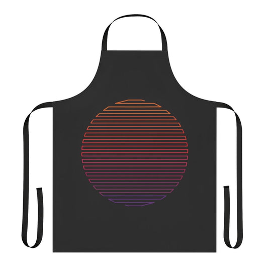 A minimalist apron featuring a linear, gradient design in a retro, synth-inspired color palette.