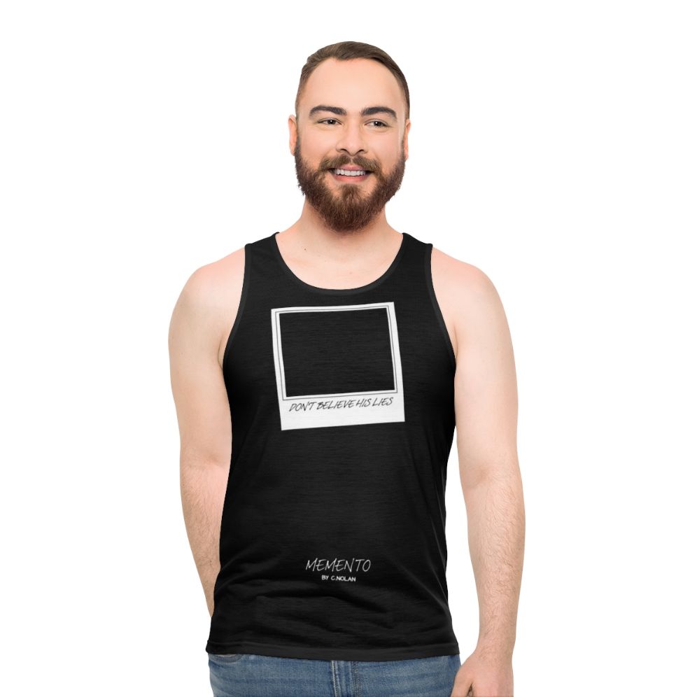 Minimalist Memento movie poster unisex tank top