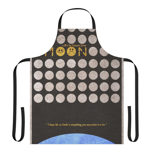 Minimalist moon-themed apron with a retro, science fiction style