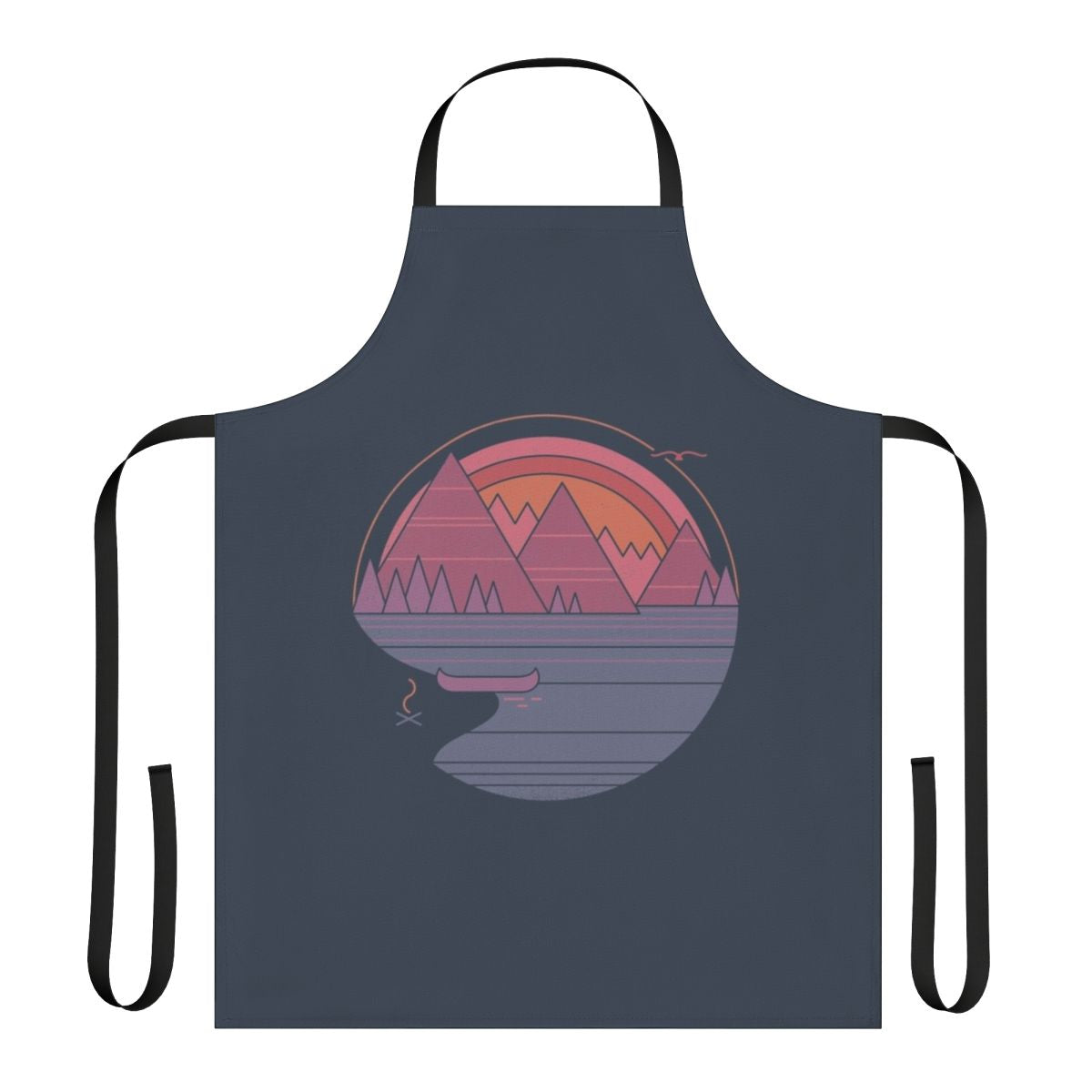 Stylish apron with a minimalist mountain landscape design in pastel colors