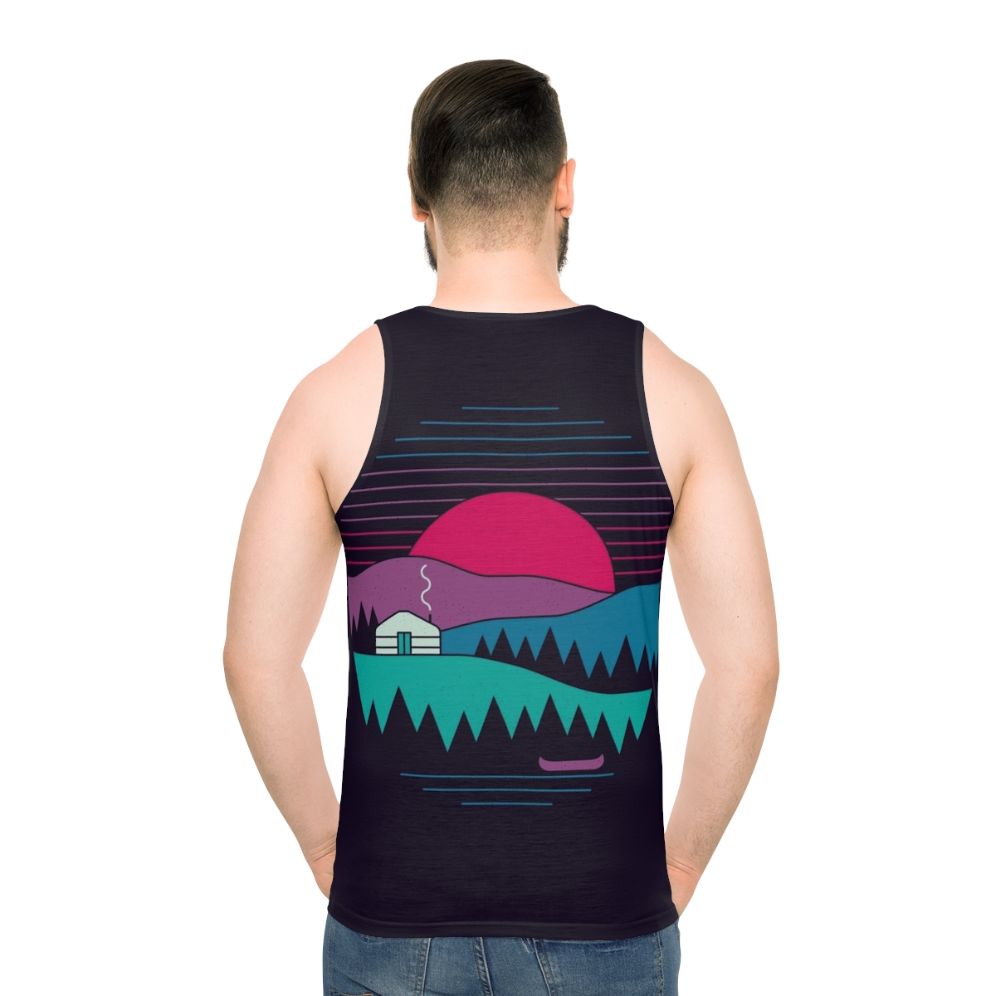 Unisex tank top with minimalist nature landscape design