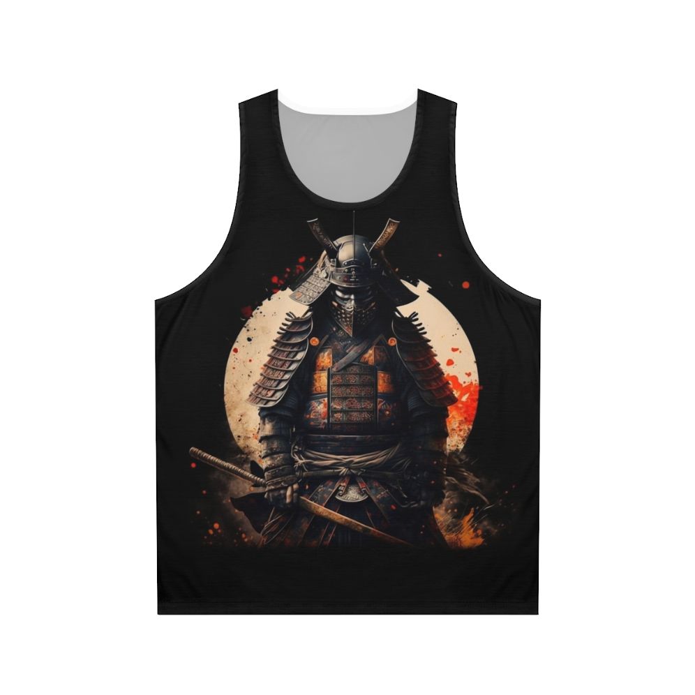Unisex tank top featuring a minimalist samurai design