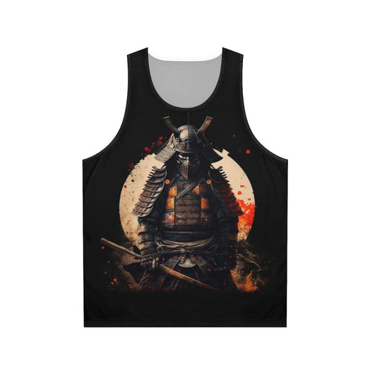 Unisex tank top featuring a minimalist samurai design