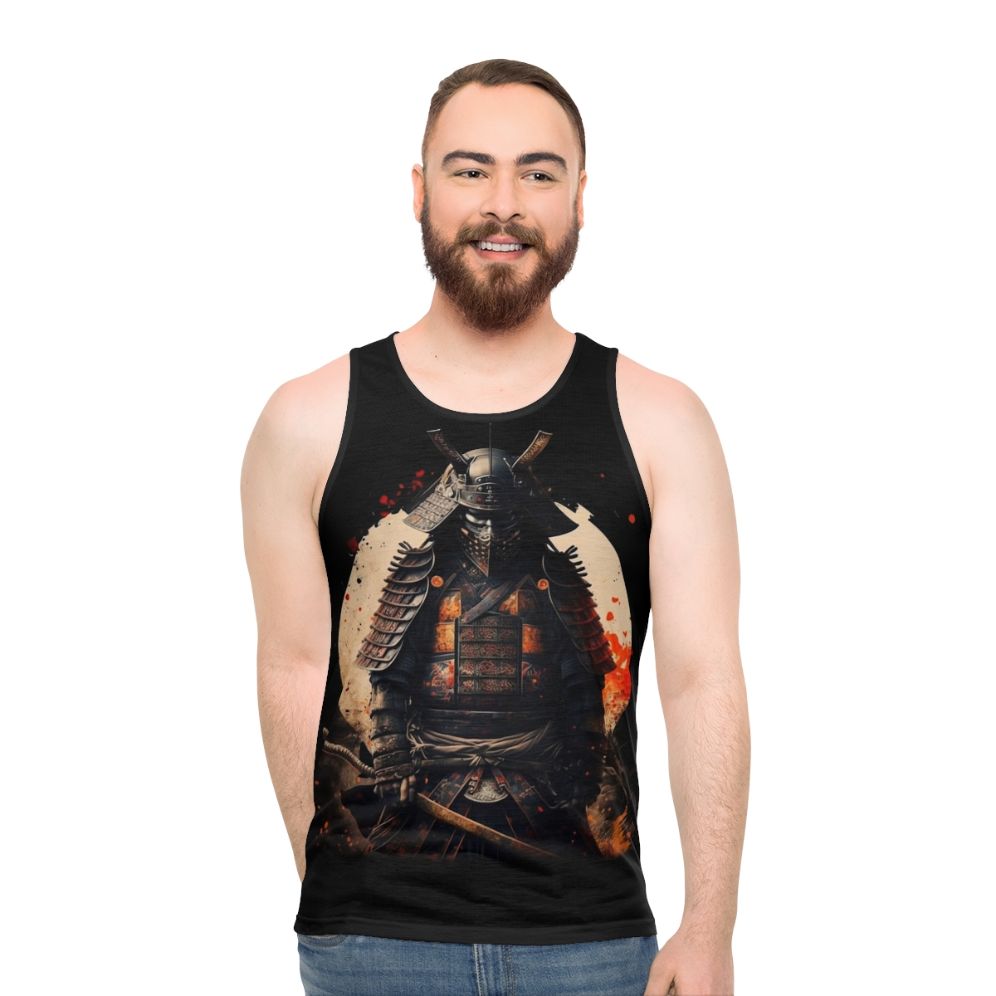 Unisex tank top featuring a minimalist samurai design
