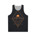 Minimalist sci-fi unisex tank top with geometric pattern