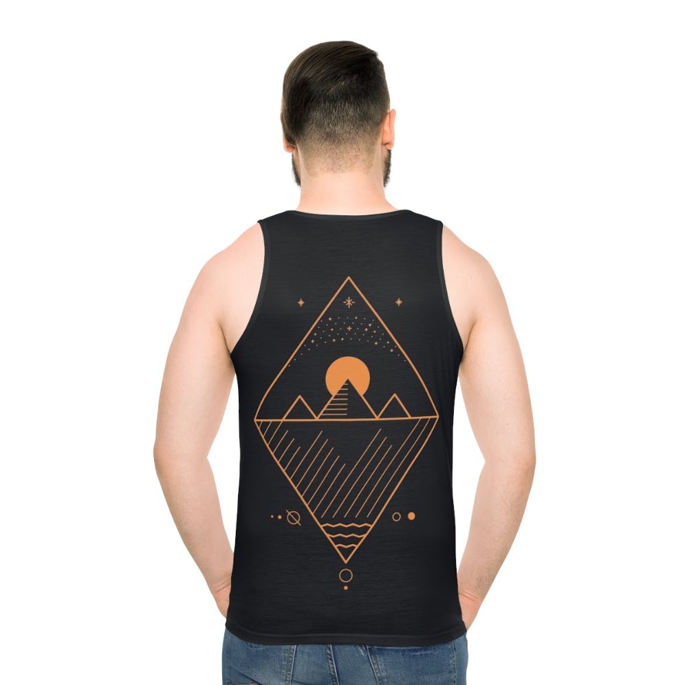 Minimalist sci-fi unisex tank top with geometric pattern