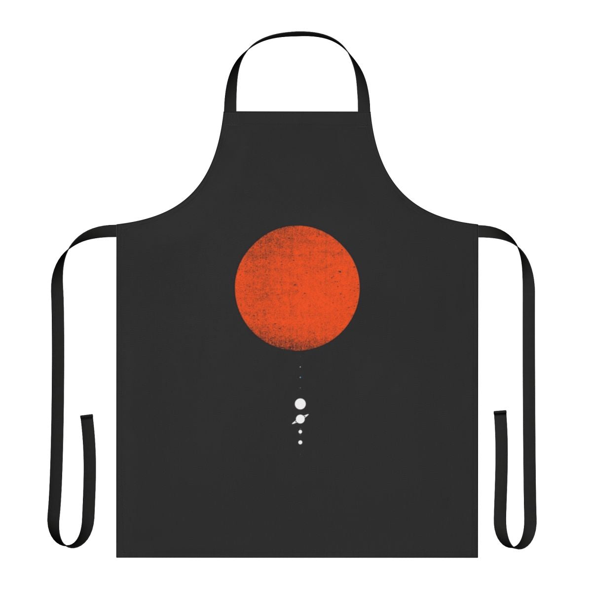 A minimalist apron featuring the planets of the solar system