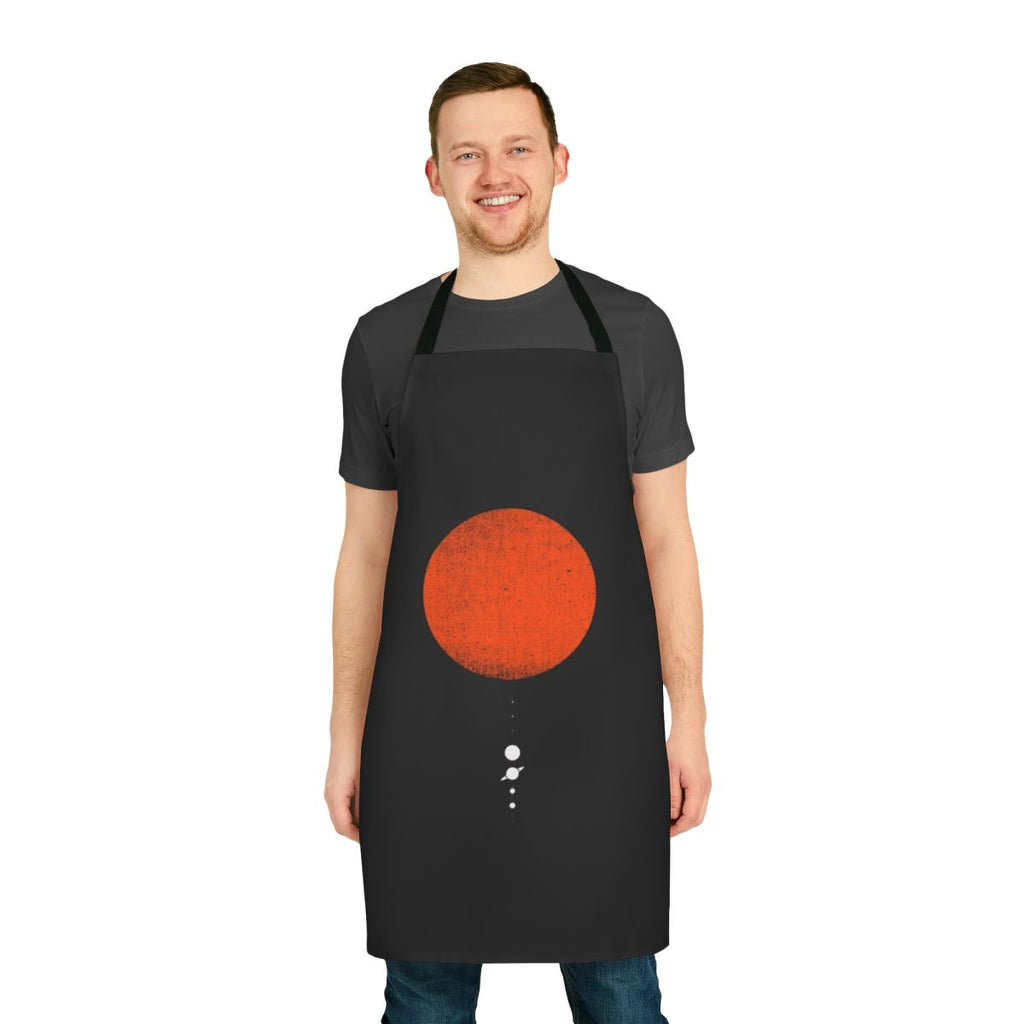 A minimalist apron featuring the planets of the solar system